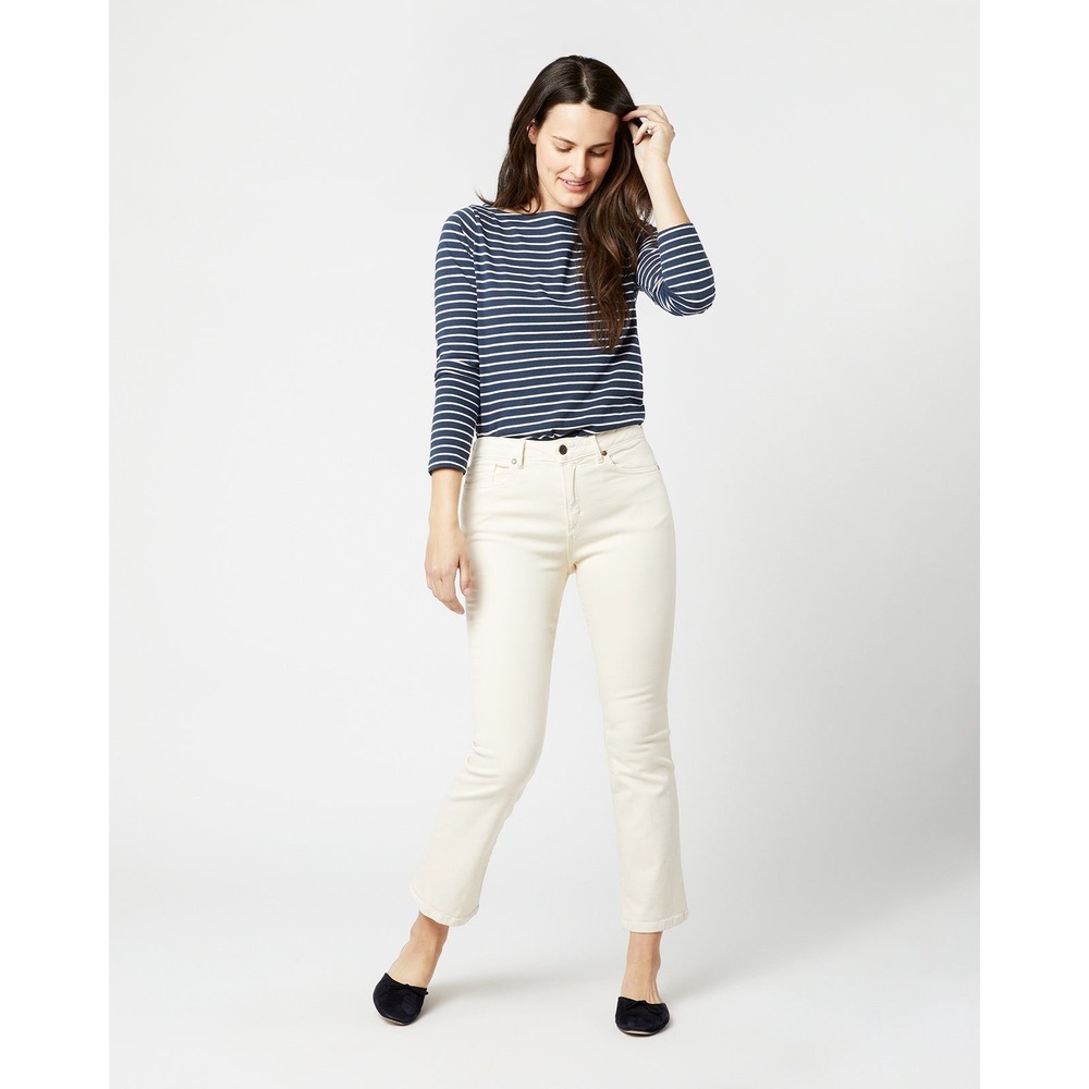 Ann Mashburn Flare Jeans Womens 29 Cream Off White Kick Flare Cropped Denim
